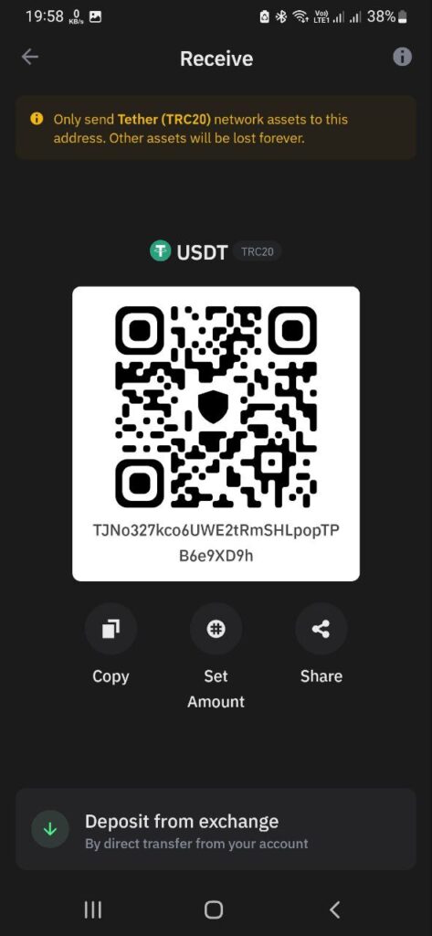 You can Send Us Payment Here in our Crypto wallet. You can use our TRC20 Address Click Here.