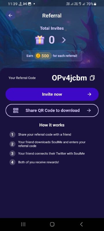 Soulme referral code (OPv4jcbm) you get up to ₹280 Signup bonus.