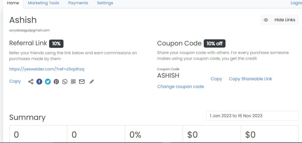 Yeswelder Discount Code (ASHISH) 60% OFF your entire first order.