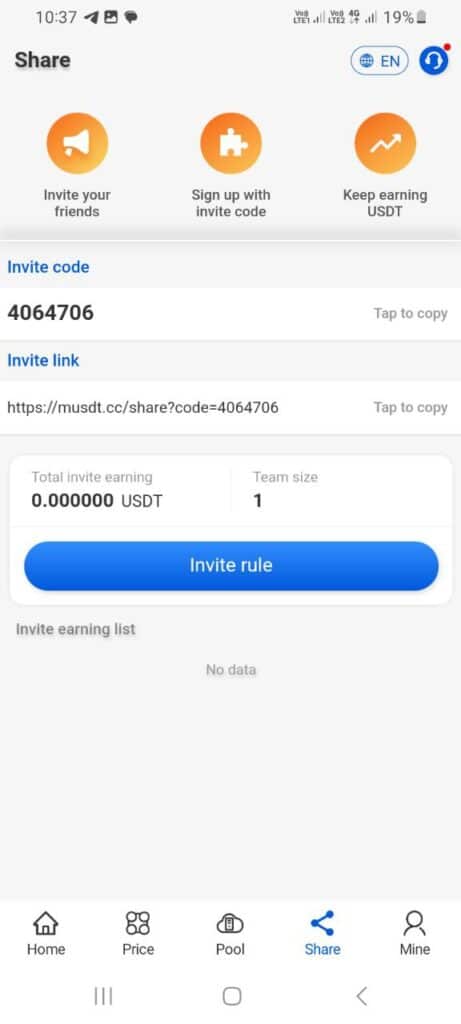 Miner Usdt Referral Code (4064706) yo get a $5 signup bonus.