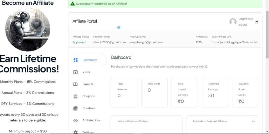 Autoblogging Ai Discount code (ashish) 60% Discount on your plan purchase.