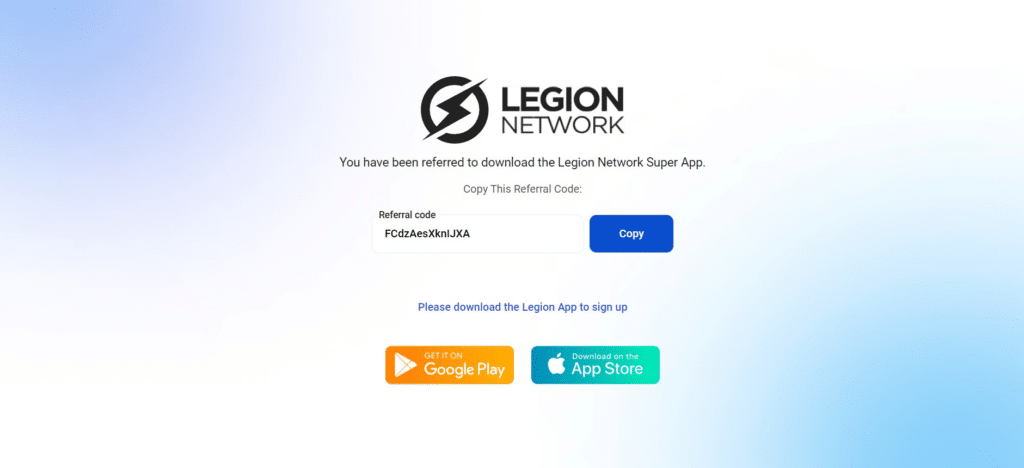 Legion Network Referral Code (FCdzAesXknIJXA) get $50 signup bonus.