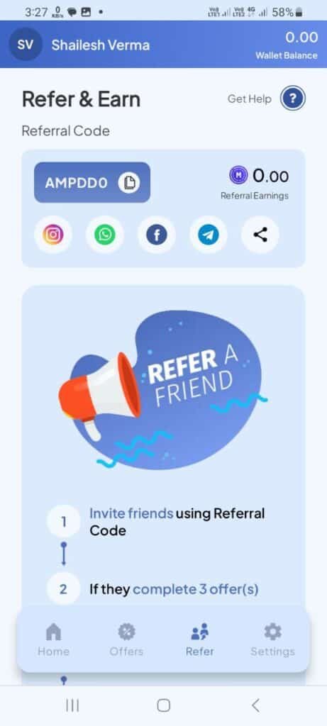 Money Hi Referral Code (AMPDD0) you get ₹100 signup bonus.