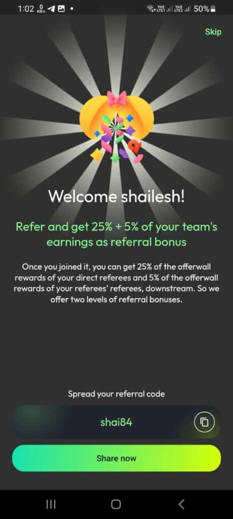 Moneyfree Referral Code (shai84) get ₹150 as a signup bonus.