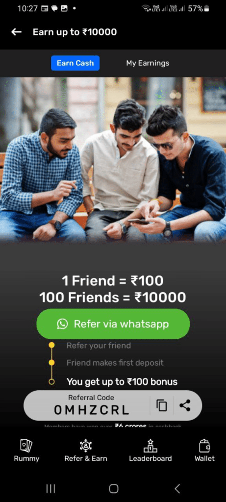 Mega Rummy App Referral Code (0MHZCRL) Get ₹200 Signup Bonus.