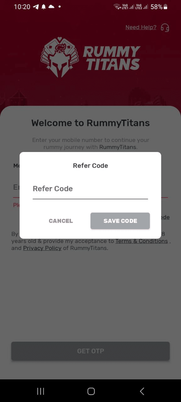 Rummy Titans App Referral Code (42CAOB6SVN) Get ₹150 Signup Bonus