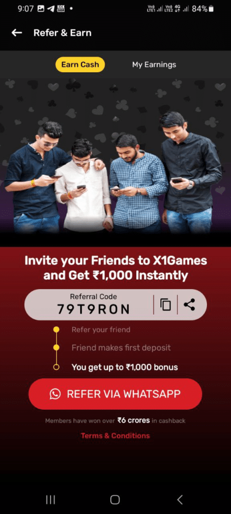 X1 Games App Referral Code (79T9RON) Get ₹200 As a Signup Bonus.