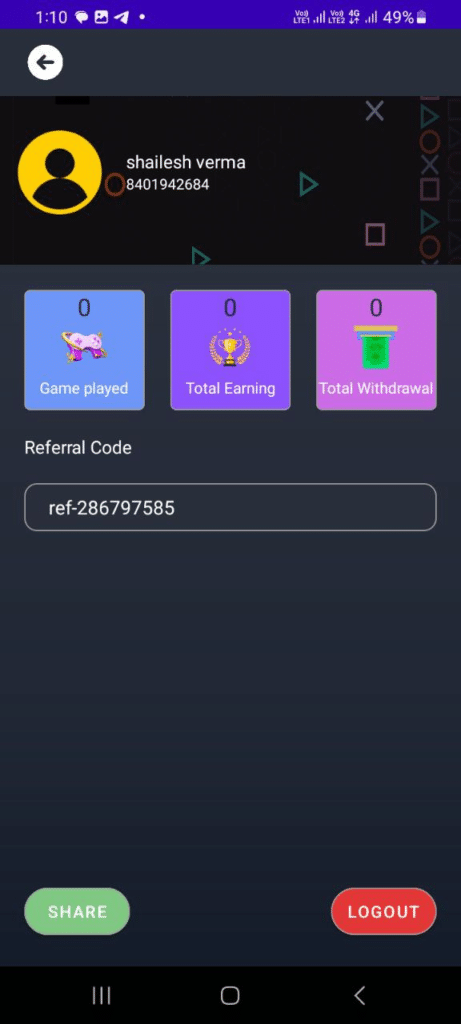 System Ludo App Referral Code (286797585) Get ₹100 Signup Bonus.