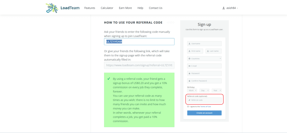 Loadteam Referral Code (UL7Z1IYEAM) Get Up To $50 Signup Bonus.
