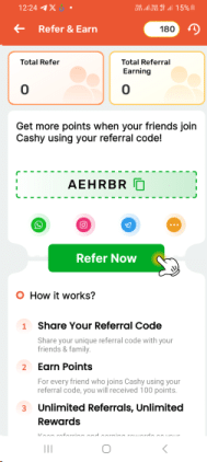 Cashy App Referral Code (AEHRBR) Get 100 Points As a Signup Bonus.