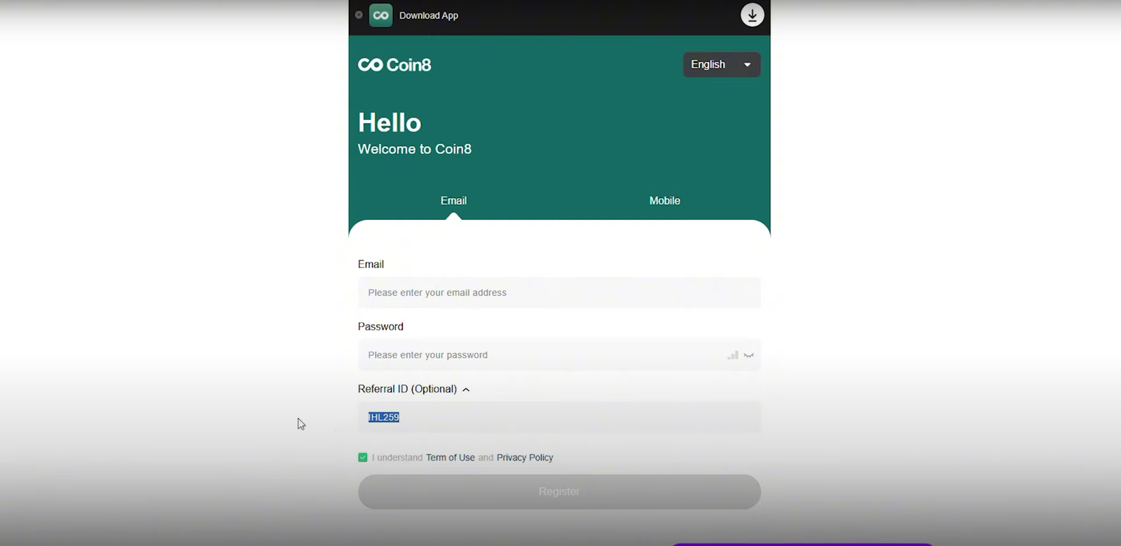 How to claim Coin8 Invitation Code